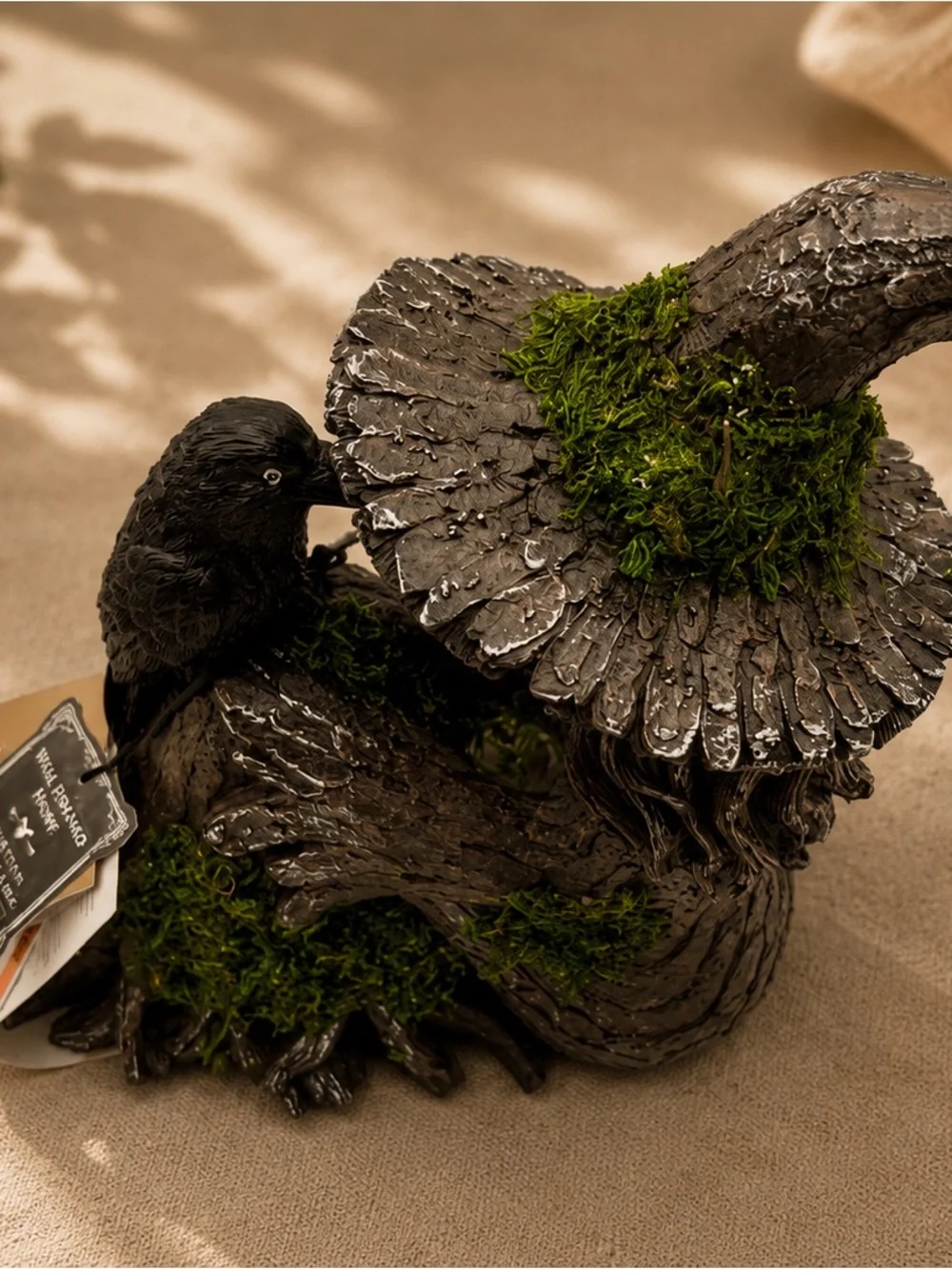 Halloween Mossy Tree Witch with crow Light Up Figurine Raven Decor Viral